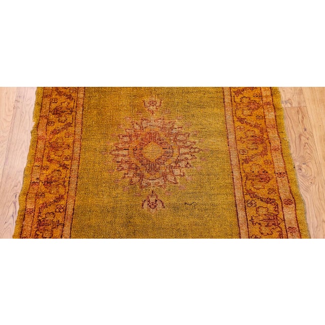 Brown Antique Turkish Oushak Area Rug, Hand-Knotted Wool, Chartreuse, 1900s, 4' x 6' For Sale - Image 8 of 14