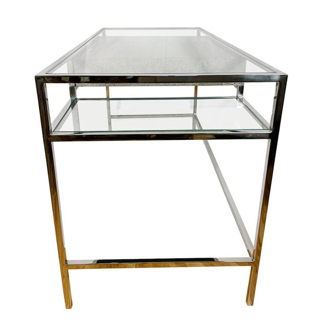 Metal Theodore Alexander Tintagel Desk Blue Mottled Eggshell For Sale - Image 7 of 9