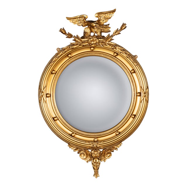 English Wood and Plaster Framed Convex Mirror, 1950s For Sale