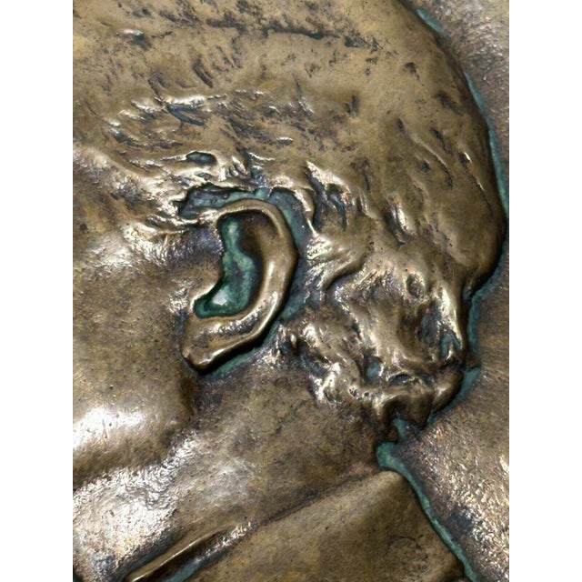 Rare 19th Century English Victorian Gilt Bronze Portrait Medallion Plaque, Charles Hopkins, 1895 For Sale - Image 16 of 17