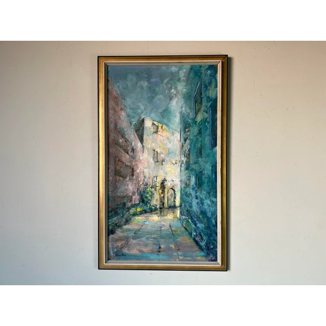 70's Lilienstein Impressionist Street Scene Oil on Canvas Painting, Framed For Sale - Image 11 of 11