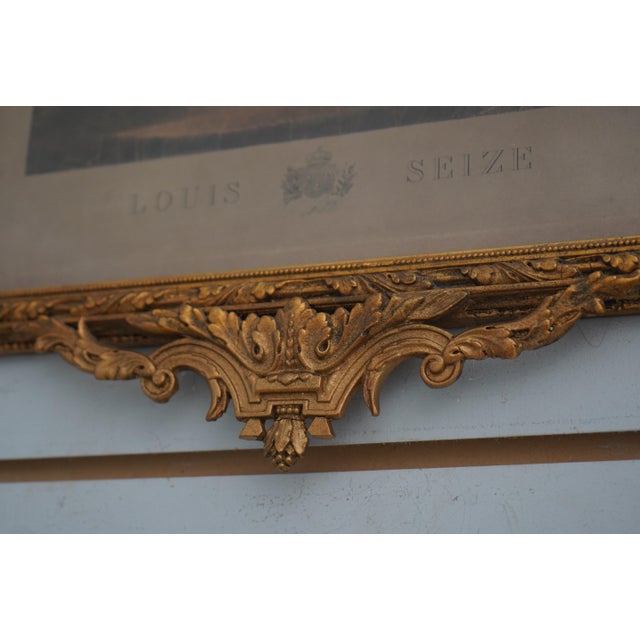 Pair Stunning Vintage French Royalty Framed Colored Engravings For Sale - Image 4 of 15