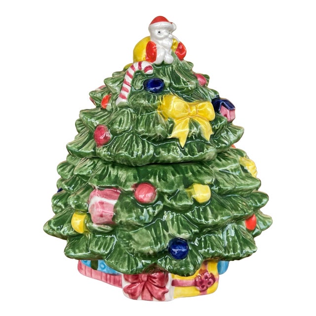 Vintage Ceramic Christmas Tree Box / Candy Dish For Sale