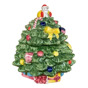 Vintage Ceramic Christmas Tree Box / Candy Dish