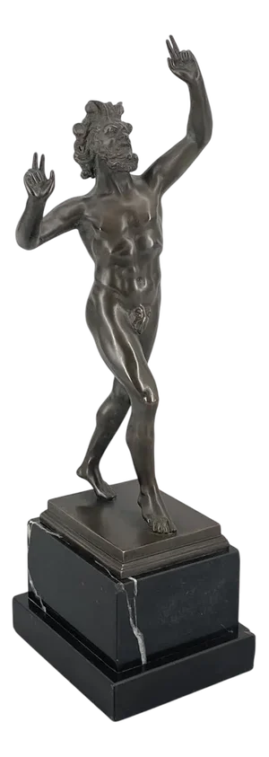 Fauno Danzante of Pompeii, Bronze on a Marble Base, Signed