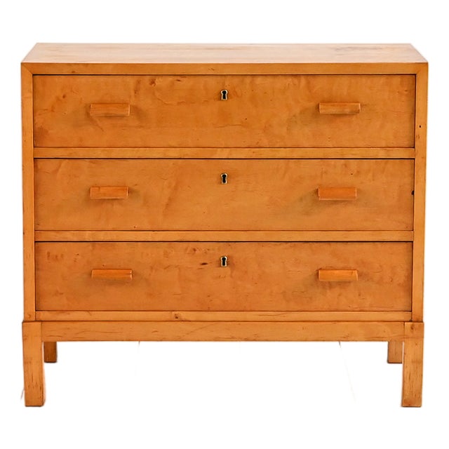 Deco Chest of Drawers in Flamed Birch, 1930s For Sale