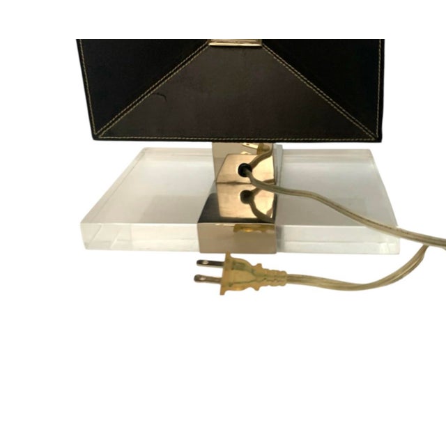 Black Late 20th Century Pair of Table Lamps Leather Envelope Design With Acrylic Base Modern Style Vintage Decor - Pair For Sale - Image 8 of 8