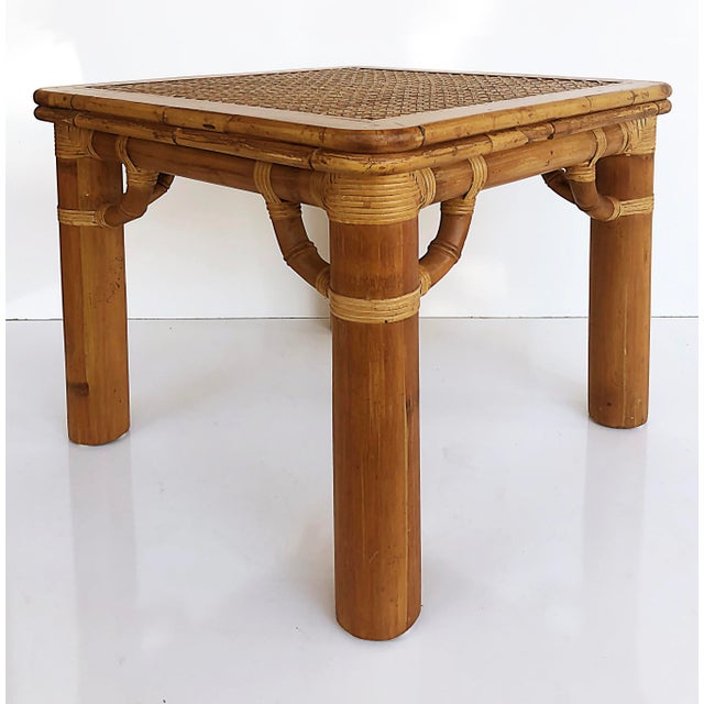 Bamboo, Rattan and Reeded Side Table, Maitland Smith attributed Offered for sale is a Maitland Smith attributed bamboo...