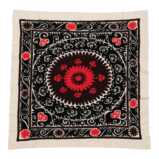 Decorative Vintage Suzani Tablecloth From Uzbek For Sale