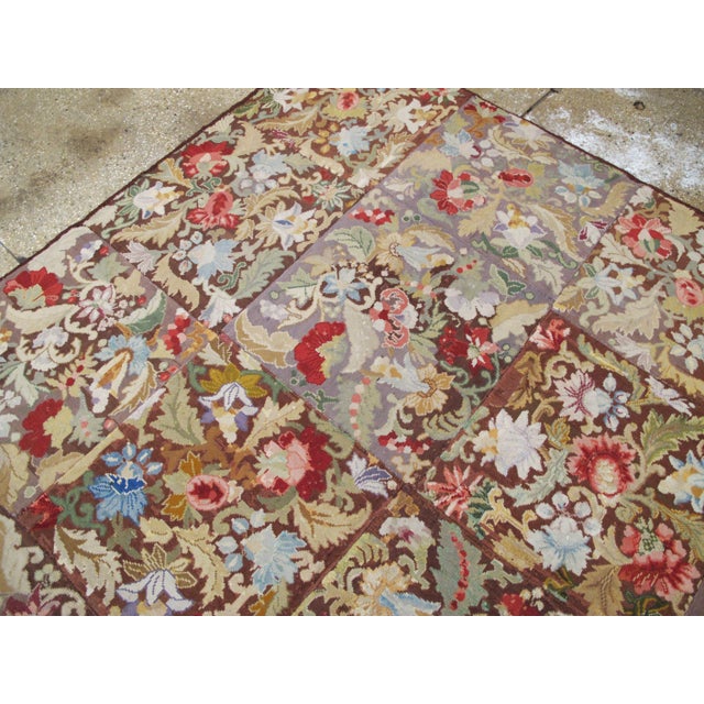 Mauve Galerie Shabab Collection Early 20th Century English Needlepoint Rug For Sale - Image 8 of 14