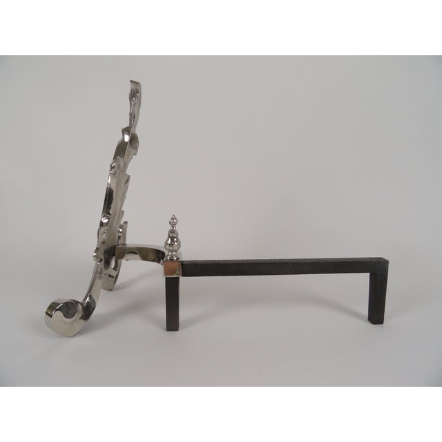 Rococo 19th Century French Rococo Style Nickel Finish Chenets - a Pair For Sale - Image 3 of 9