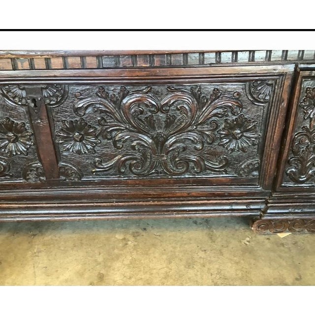 A substantial 19th-century Italian Renaissance Revival cassone, or wedding chest, crafted in richly toned walnut with...