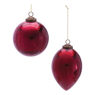 Glass Holiday Ornaments (Set of 6) For Sale