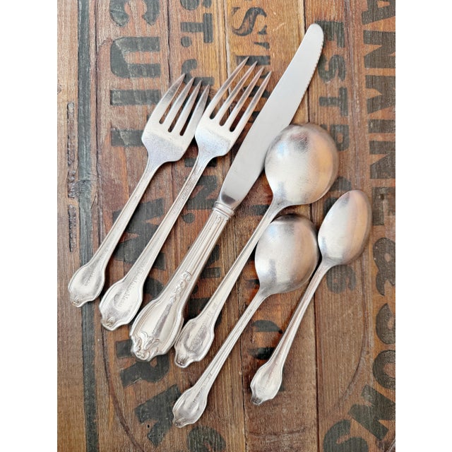 An incredible set of vintage mid-century silverplated flatware, a 6-piece service for 10 from the famous Fontainebleau...