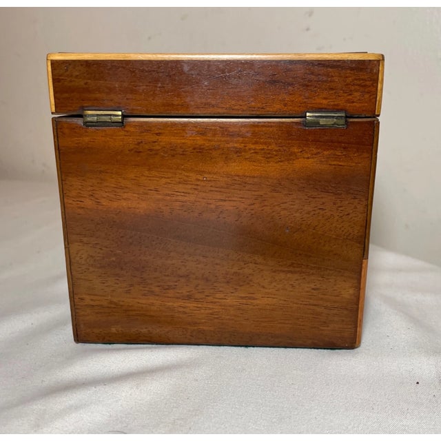 Brown Antique 19th Century Handmade Wood Marquetry Georgian Mahogany Tea Caddy Box For Sale - Image 8 of 12