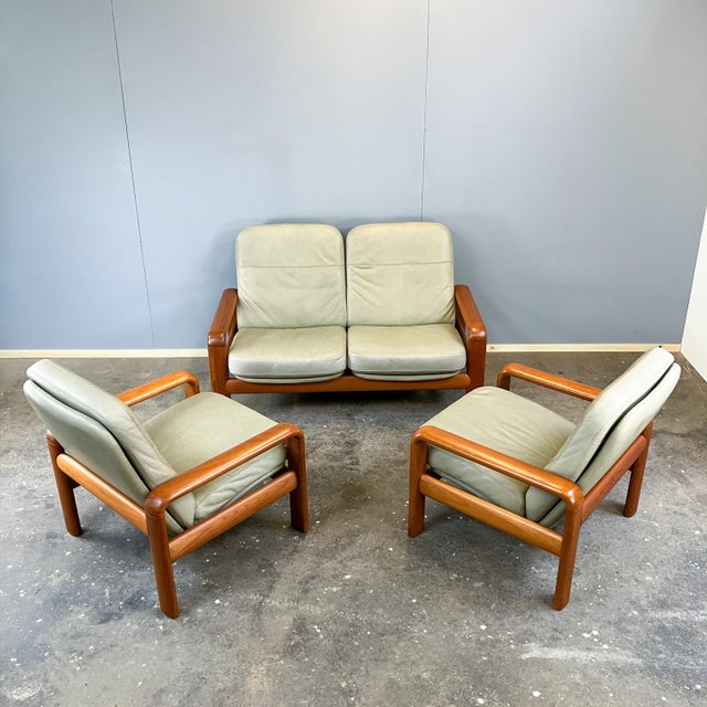 Sofas and Lounge Chairs in Teak and Leather from Dyrlund, 1960s, Set of 3 For Sale - Image 15 of 15