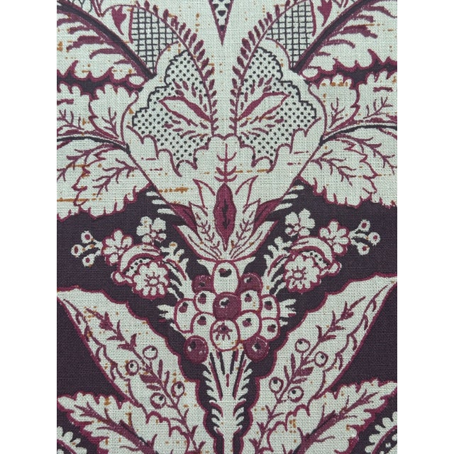 Alice Sergeant Textiles Dabke Color: Pinot 100% Linen Hand Printed Fabric 3 3/8 Yards For Sale In Raleigh - Image 6 of 6