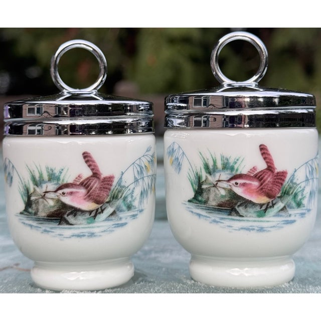 Ceramic Royal Worcester Bird Motif Egg Coddlers - A Pair For Sale - Image 7 of 12
