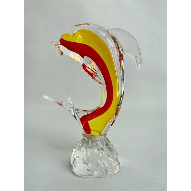 Red 1960s Mid- Century Murano Art Glass Dolphin Fish Sculpture For Sale - Image 8 of 8