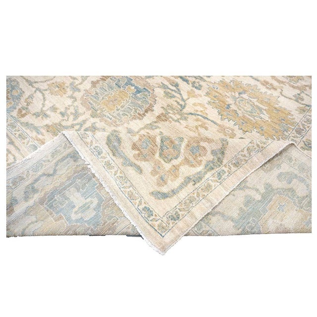Afghan Sultanabad Wool 10x14 Ivory, Yellow & Charcoal Handmade Area Rug #1142156 For Sale - Image 9 of 10