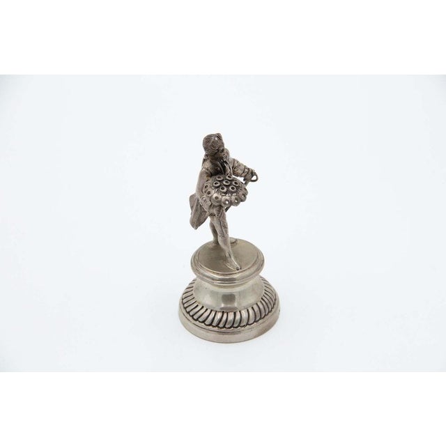 Silver Toothpick Holder with Gentleman and Bouquet of Flowers For Sale - Image 3 of 4