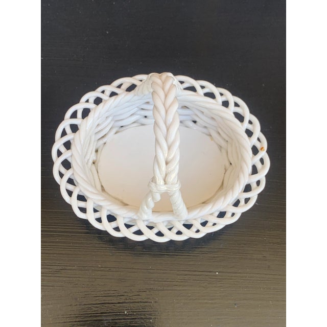 Ceramic 1980s French Country White Ceramic Trompe L’Oeil Woven Basket For Sale - Image 7 of 8