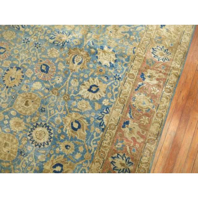 Blue Antique Zabihi Collection Persian Tabriz Blue Soft Brown Rug - 7'3" x 9'10" For Sale - Image 8 of 11