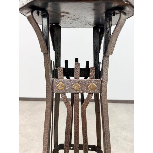 Metal Art Nouveau Wrought Iron Plant Stand in the style of Wiener Werkstätte, 1890s For Sale - Image 7 of 12