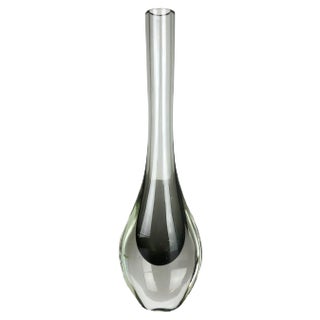Italian Grey Murano Glass Sommerso Single-Stem Vase from Flavio Poli, 1960s For Sale