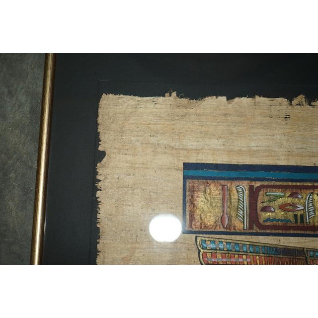 Large Egyptian Hand-Painted Papyrus of Winged Goddess Isis For Sale - Image 10 of 14