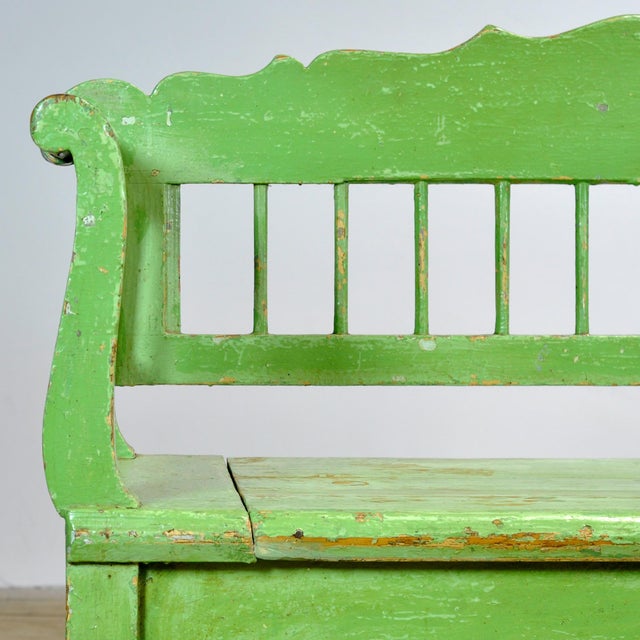 Antique Hungarian Pine Bench with Storage, 1900s For Sale - Image 11 of 18