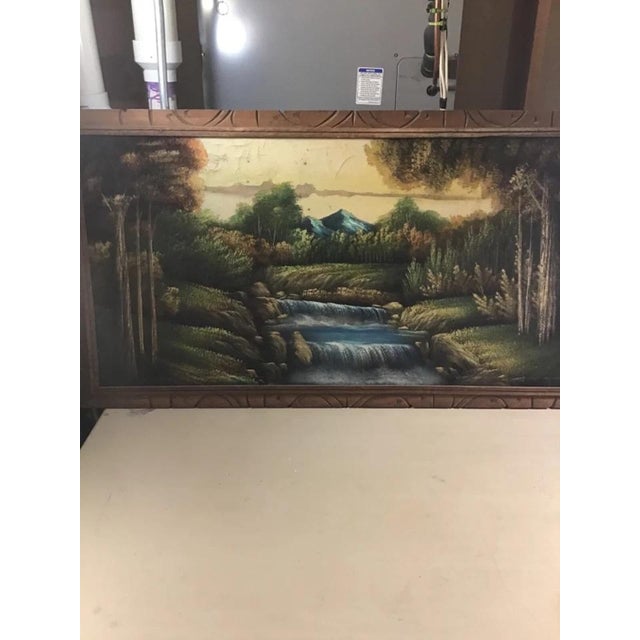Add character and vintage charm to your space with this Vintage Mid-Century Fabric Painting featuring a Waterfall...
