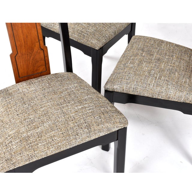 Brown 6 Thomasville Embassy Asian Modern Chinoiserie Dining Chairs Gray Seats For Sale - Image 8 of 16