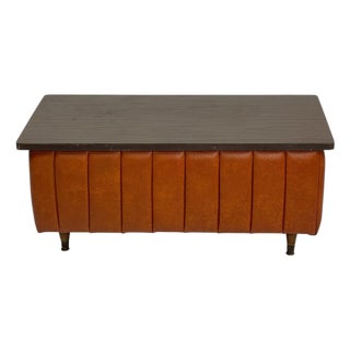 1950s Mid-Century Vinyl Upholstered Storage Bench With Lift-Top For Sale