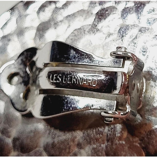 1950s 1950s Les Bernard Turquoise and Hammered Silver Earrings, A Pair For Sale - Image 5 of 7