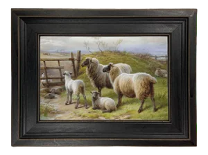 "A Doubtful Neighbor" Contemporary Reproduction Print on Canvas After Charles Jones, Framed