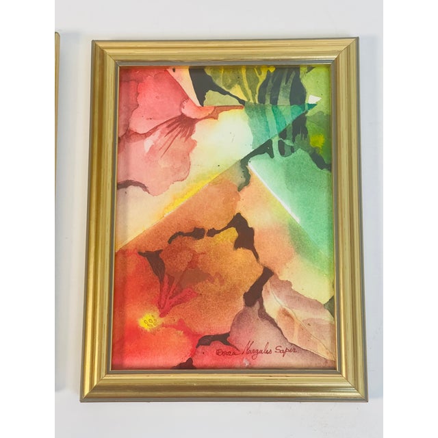 1970s Triptych of Abstract Watercolors Dvora Margules Sapir For Sale In Miami - Image 6 of 8