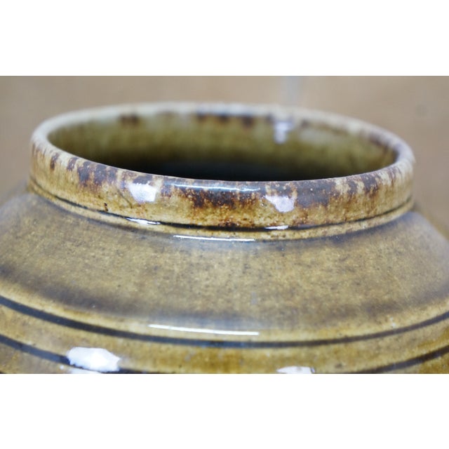 Thai Celadon Studio Art Pottery Ribbed Beehive Vase Pot Cachepot Jar 6" For Sale - Image 10 of 11