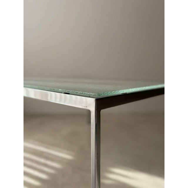 Contemporary Minimalist Stainless Steel Coffee Table with Wired Glass, 1960s For Sale - Image 3 of 10