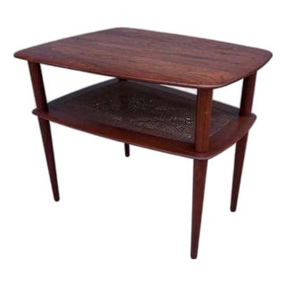 Mid 20th Century Peter Hvidt and Orla Molgaard Teak and Cane Side Table For Sale