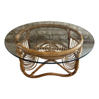 Vintage Bamboo Coffee Table For Sale