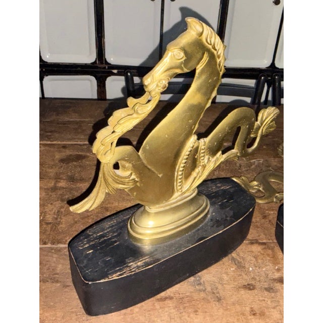Mid-Century Modern Vintage Solid Brass Venetian Sea Horses - Oar Lock Design for Gondolas For Sale - Image 3 of 9