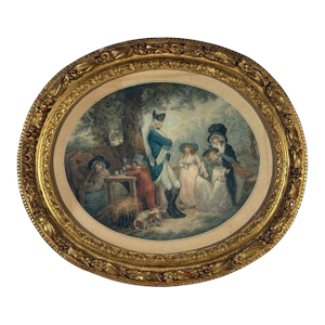 18th Century French Revolutionary Painting Hand Colored Engraving