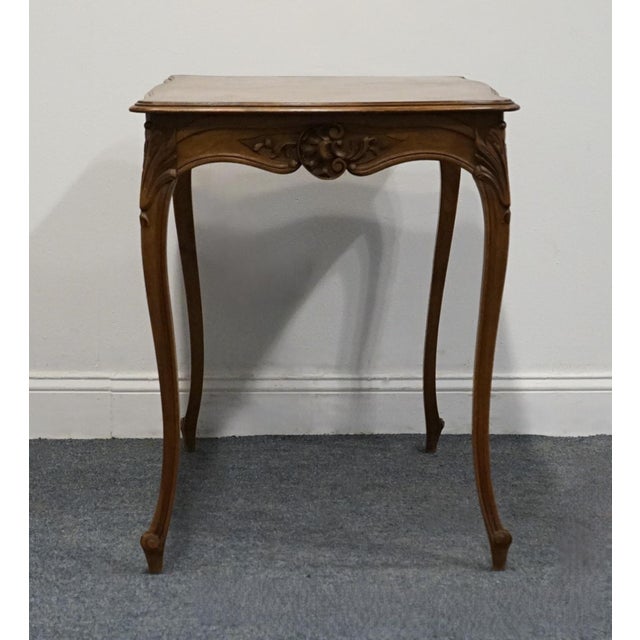 Brown Vintage Antique Banded Bookmatched Walnut French Provincial 39" Accent Entryway Table For Sale - Image 8 of 8