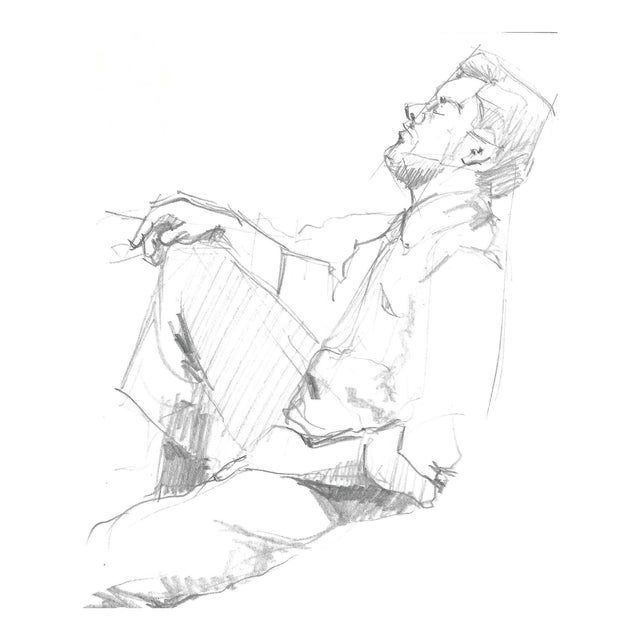 1980s John Reilly Figure Drawing of a Man For Sale