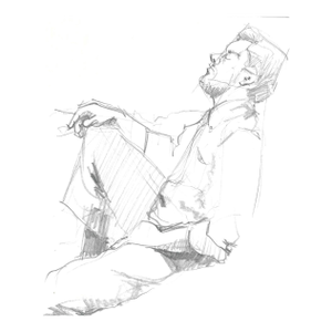 1980s John Reilly Figure Drawing of a Man