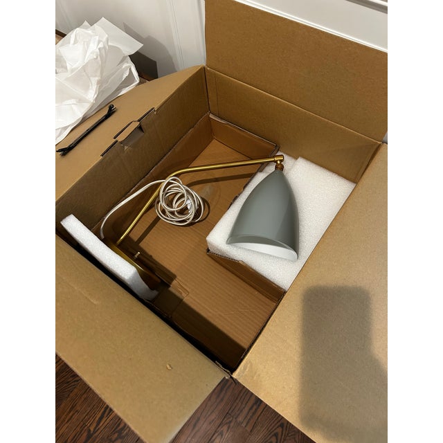 Mid-Century Modern Gubi Gräshoppa Table Lamp in Blue Grey, Greta Grossman Design For Sale - Image 10 of 13
