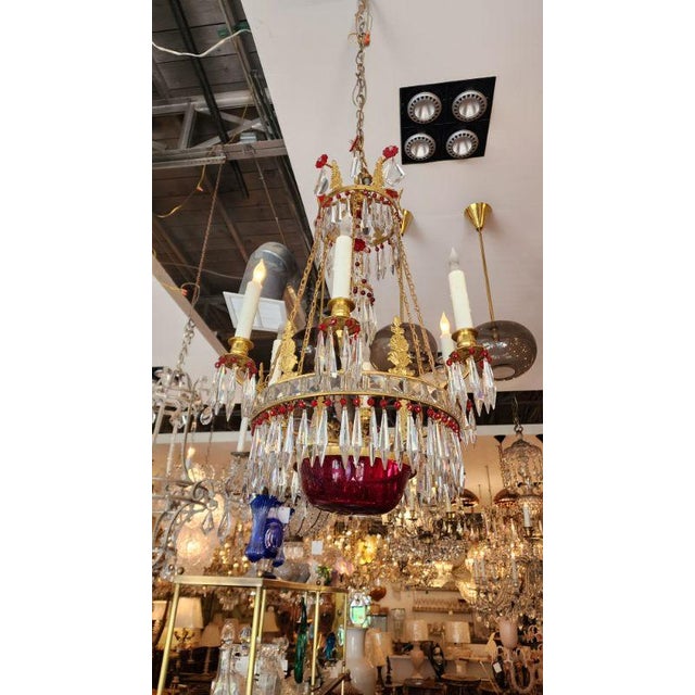 Metal Early 19th Century Empire Style Gilt-Brass and Glass Chandelier For Sale - Image 7 of 9