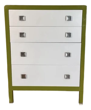 Enameled Metal 4 Drawer Simmons Norman Bel Geddes Chest of Drawers Fully Restored, Circa 1930s-40s