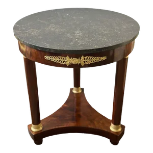 French Late 19th Century Empire Style Side Table W/ Marble Top